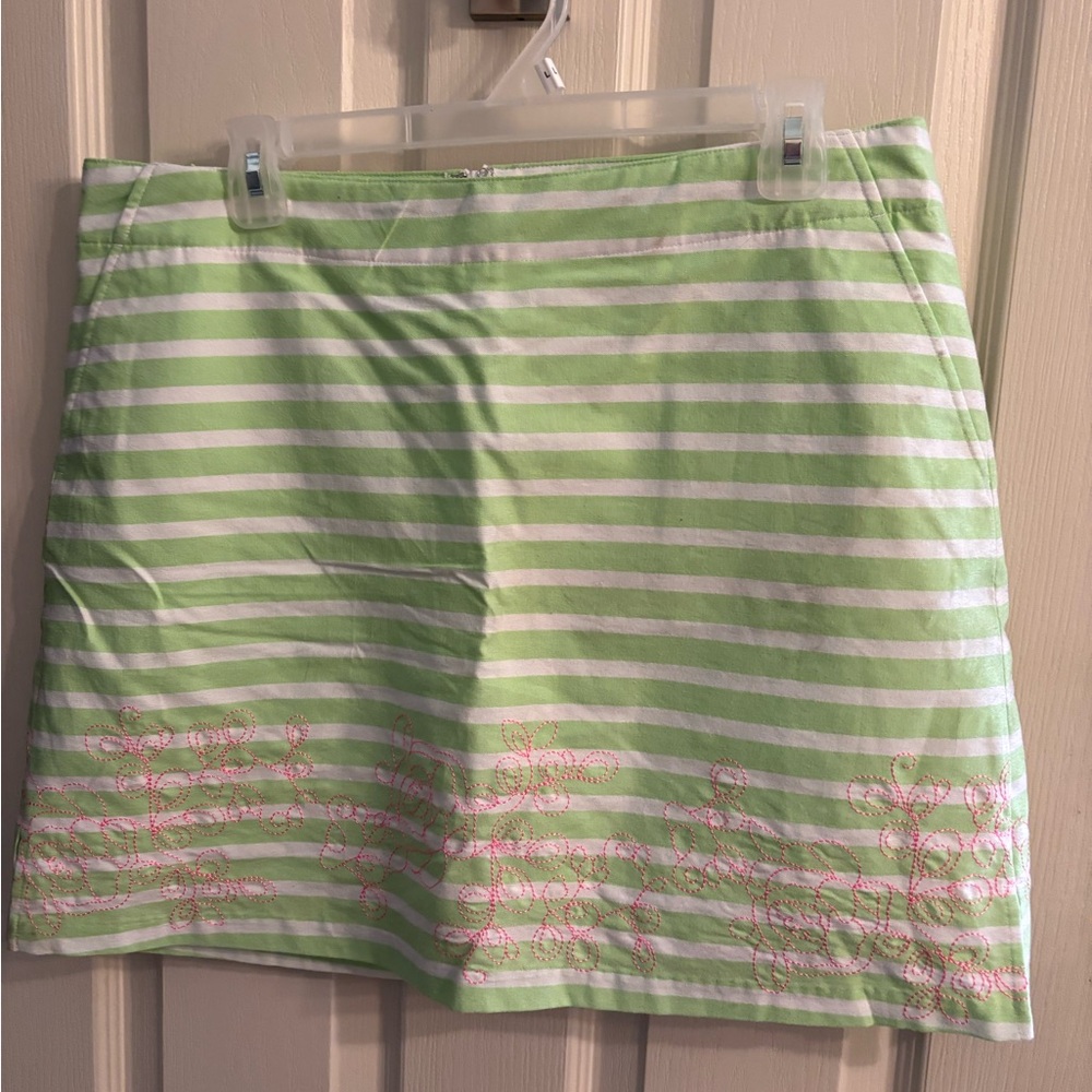 Green and White Striped Golf Skirt